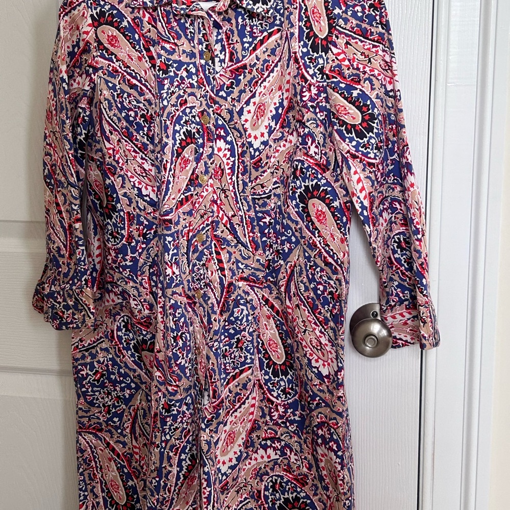 Talbots Vibrant Paisley Long Sleeve Dress